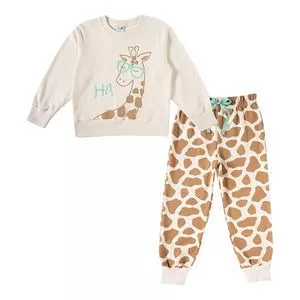 Pijama Girafa<BR>- Bege Claro & Marrom Claro<BR>- Tip Top