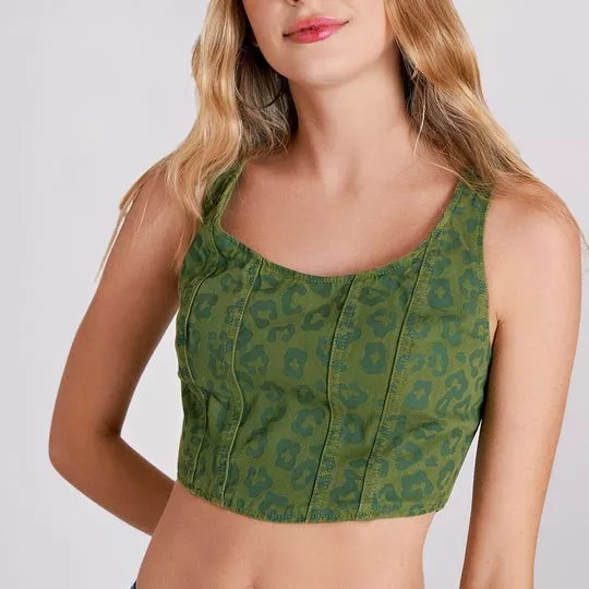 Cropped Animal- Verde Militar & Verde Escuro- ZINCO