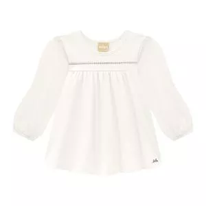 Blusa Com Franzidos<BR>- Off White