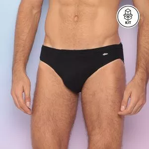 Kit De Cuecas Slip Com Logo<BR>- Preto<BR>- 6Pçs