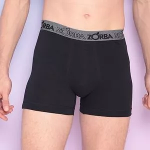 Cueca Boxer Zorba<BR>- Preta & Cinza Escuro