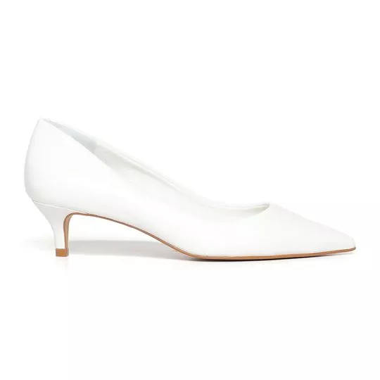 Scarpin Em Couro Em Couro- Branco- Salto: 4,6cm