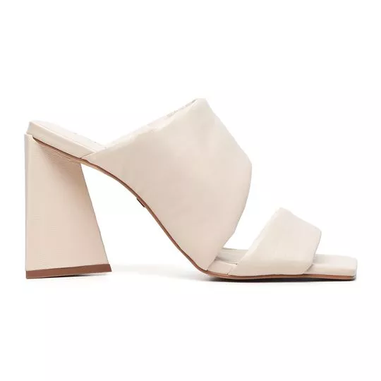 Tamanco Em Couro - Off White- Salto: 9,1cm