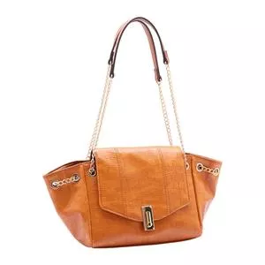 Bolsa De Ombro Texturizada<BR>- Caramelo<BR>- 22x15x13cm