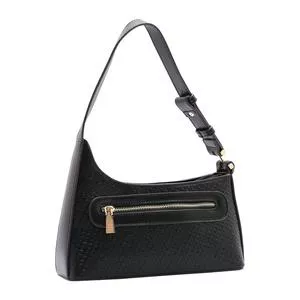 Bolsa De Ombro Texturizada<BR>- Preta<BR>- 27x19x8cm