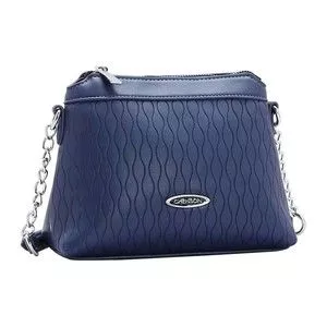 Bolsa Transversal Texturizada<BR>- Azul Marinho<BR>- 12x10x17cm