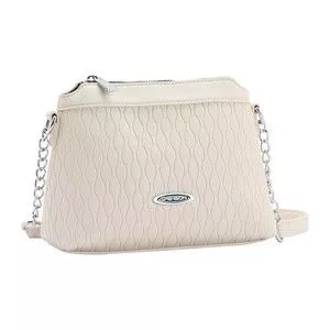 Bolsa De Transversal Texturizada<br /> - Bege Claro<br /> - 12x17x10cm