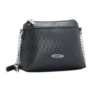 Bolsa De Transversal Texturizada<br /> - Preta<br /> - 12x17x10cm