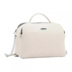 Bolsa Baú Texturizada<BR>- Bege Claro<BR>- 19x26x14cm