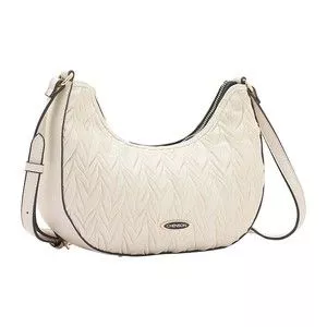 Bolsa Hobo Texturizada<BR>- Bege Claro<BR>- 19x25x9cm