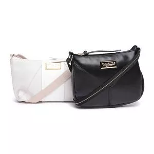 Jogo De Bolsas Transversais<BR>- Off White & Preto<BR>- 2Pçs<BR>- Di Marlys