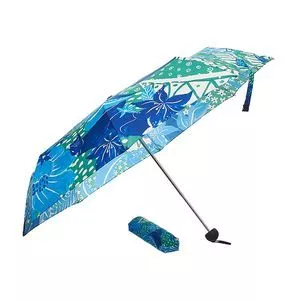 Guarda-Chuva Folhagens<BR>- Azul & Verde Escuro<BR>- 57,5xØ110cm<BR>- Farm