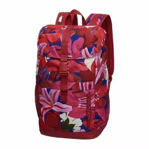 Mochila Floral<BR>- Vermelho Escuro & Rosa<BR>- 42x29x16cm<BR>- Farm