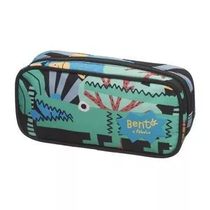 Estojo Animais<BR>- Verde Água & Preto<BR>- 5x22x10cm<BR>- Fábula