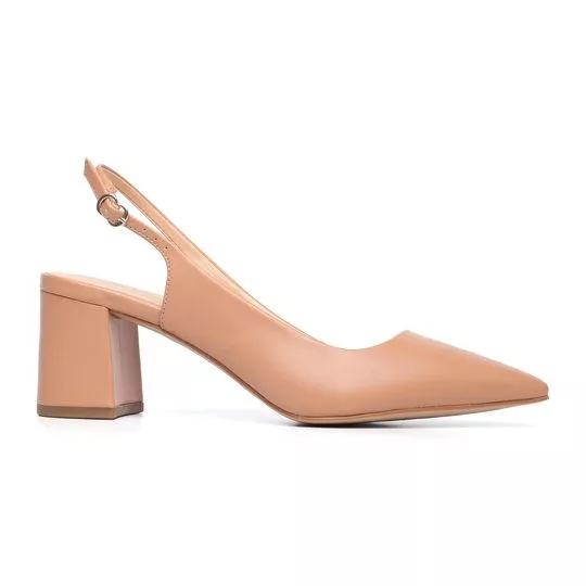 Slingback Liso- Bege- Salto: 6cm