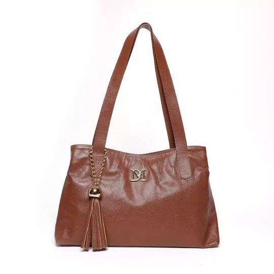 Bolsa Shopping Em Couro Com Tassel- Marrom- 24x41x9cm