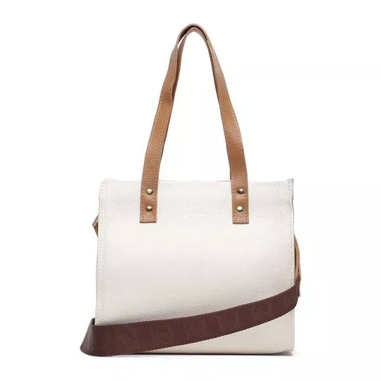 Bolsa Tote Em Couro- Off White