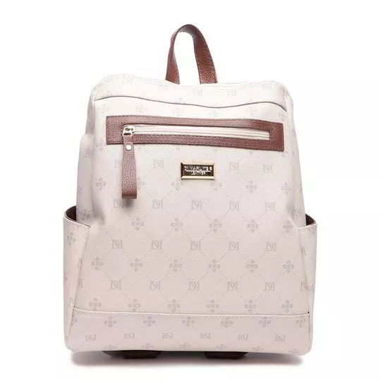 Mochila Com Monograma- Off White- 36x28x13cm