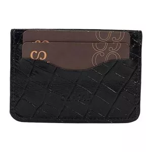 Porta-Cartões Em Couro<BR>- Preto<BR>- 7,6x10,7cm<BR>- Classe Couro