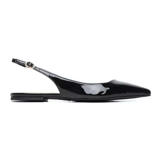 Slingback Envernizado- Preto