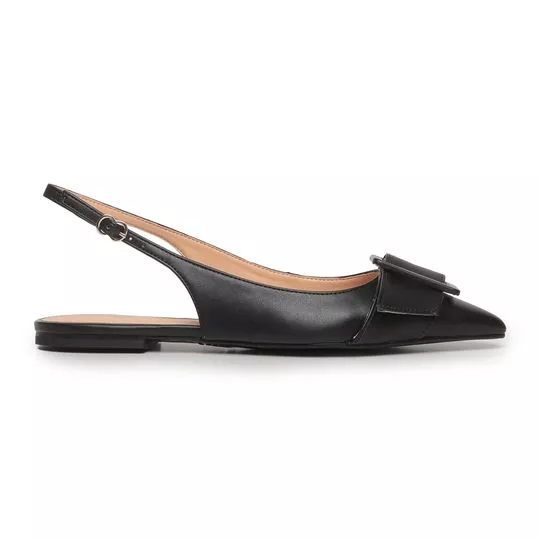 Slingback Com Aviamento- Preto