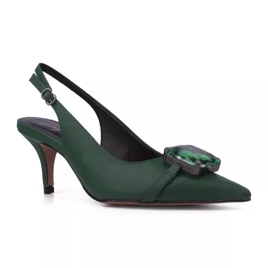 Slingback Pedraria - Verde Escuro