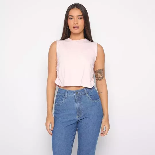 Cropped Com Franzidos- Rosa Claro