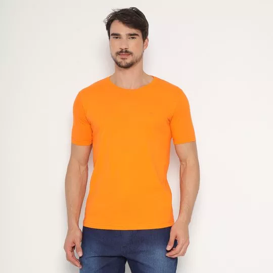 Camiseta Em Meia Malha- Laranja