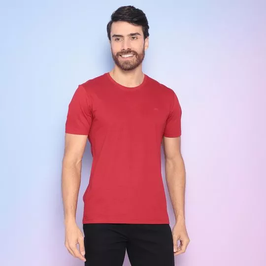 Camiseta Com Recortes- Vermelho Escuro