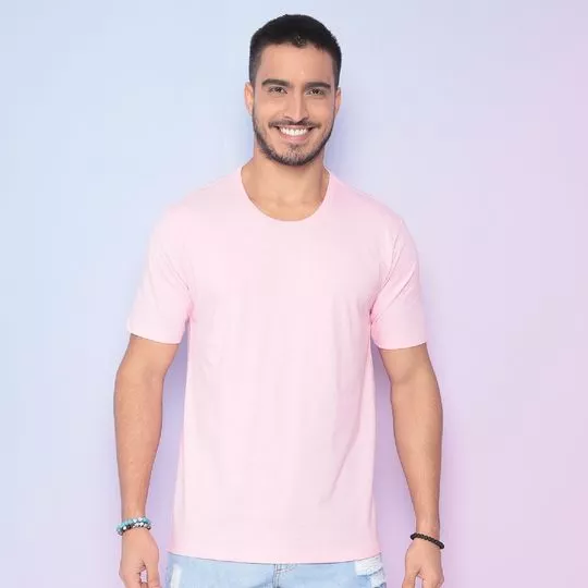 Camiseta Com Logo- Rosa Claro