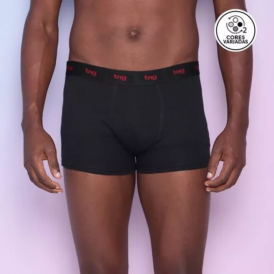 Kit De Cuecas Boxer- Preto- 2Pçs