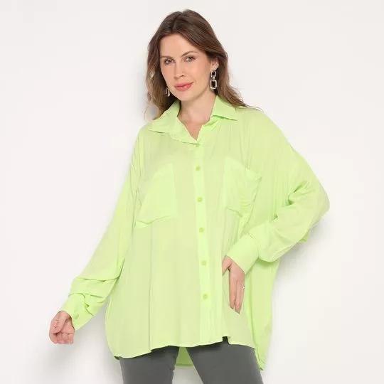 Camisa Em Viscose- Verde Limão