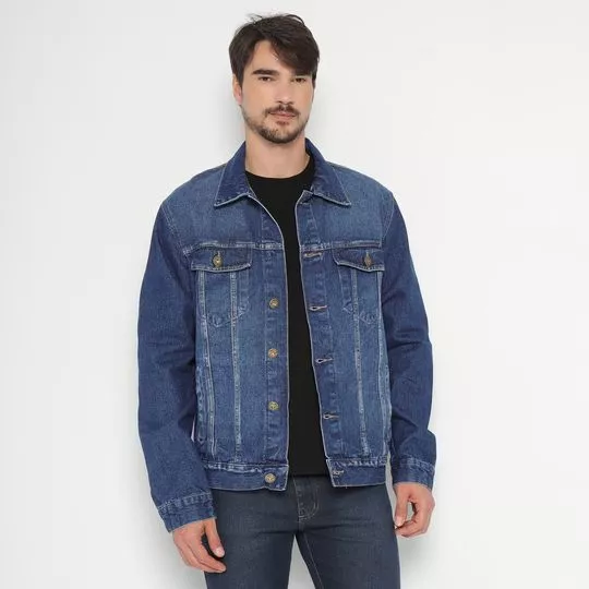 Jaqueta Jeans Estonada- Azul Escuro