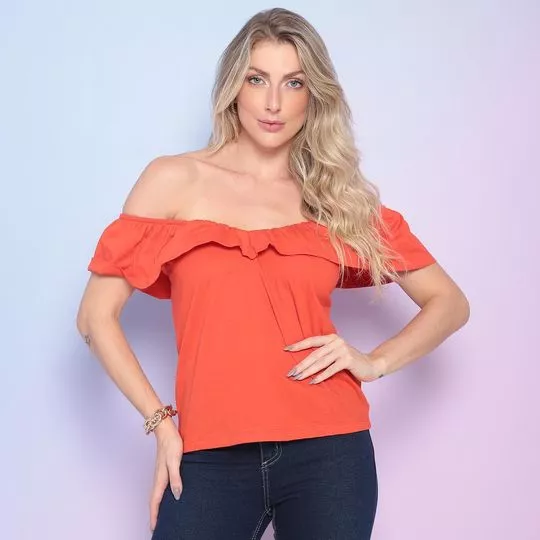 Blusa Com Babados- Laranja