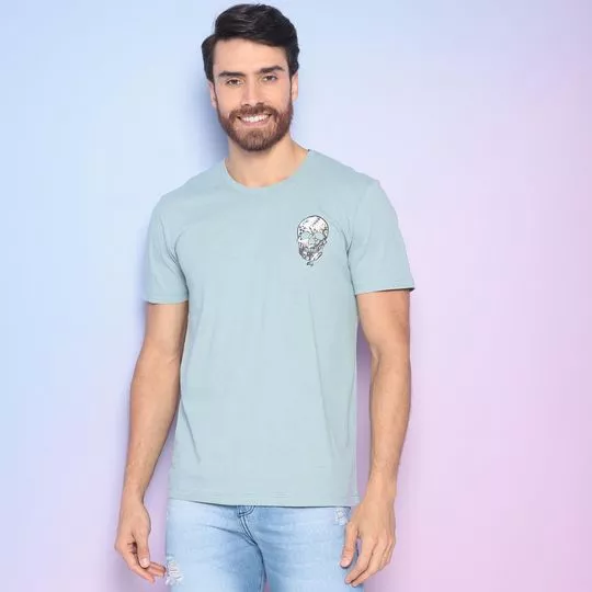 Camiseta Caveira- Verde Claro & Preta