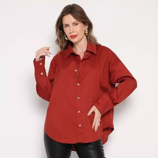 Camisa Alongada- Vermelho Escuro