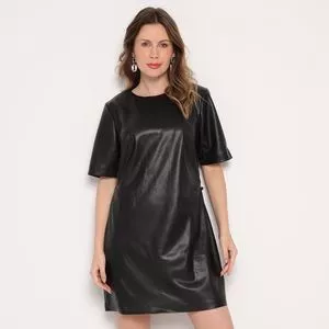 Vestido Recortes Laterais<BR>- Preto