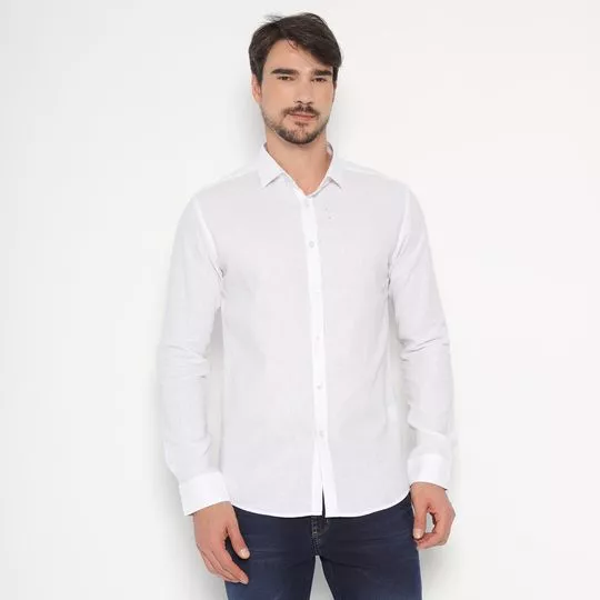 Camisa Esporte Com Linho- Branca