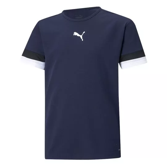 Camiseta Puma®- Azul Marinho & Branca