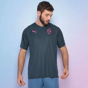 Camiseta Com Logo<BR>- Verde Escuro & Rosa