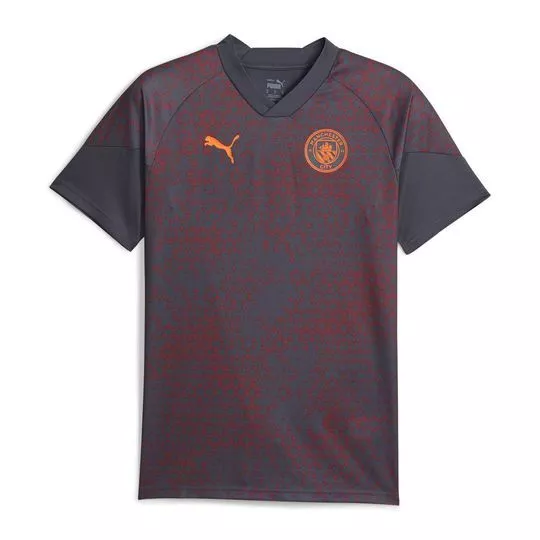 Camiseta Manchester City®- Cinza Escuro & Vermelho Escuro