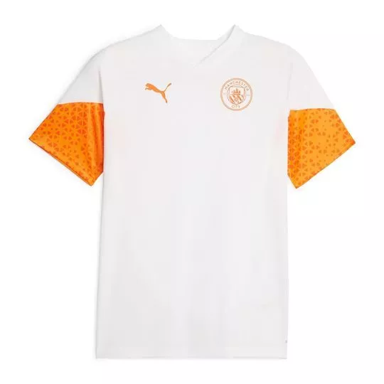 Camiseta Manchester City®- Branca & Laranja