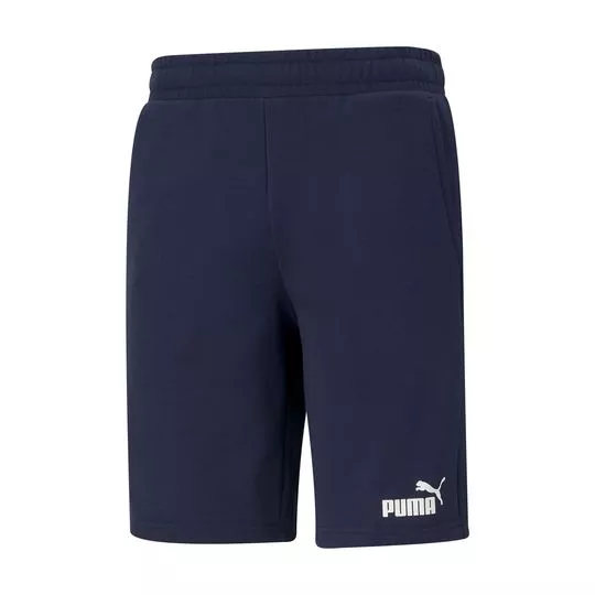 Short Puma® Com Bolso- Azul Marinho & Branco