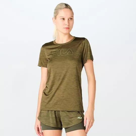 Camiseta Em Flamê- Verde Militar