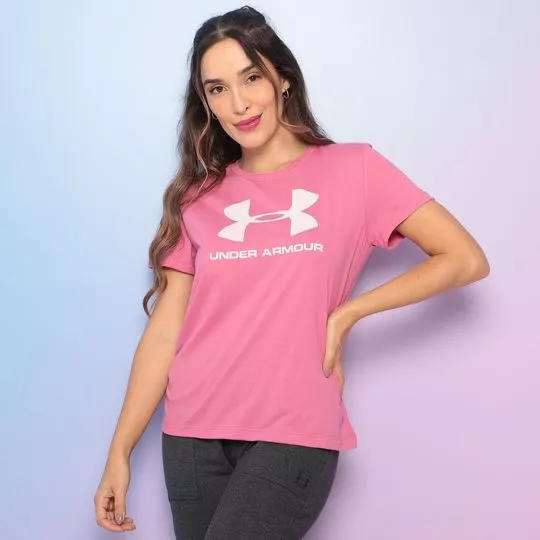 Camiseta Under Armour®- Rosa & Branca- Under Armour