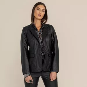 Blazer Em Couro<BR>- Preto