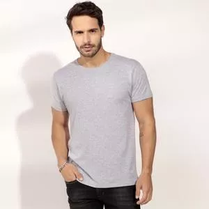 Camiseta Em Mescla<BR>- Cinza Claro<BR>- Javali Couros