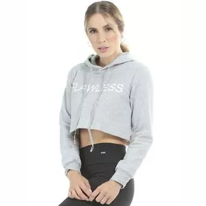 Blusão Cropped Em Moletom<BR>- Cinza<BR>- Javali Couros