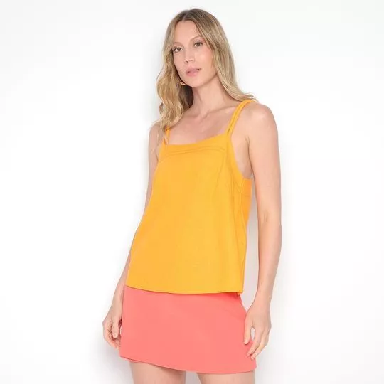 Blusa Com Linho- Laranja- Morena Rosa