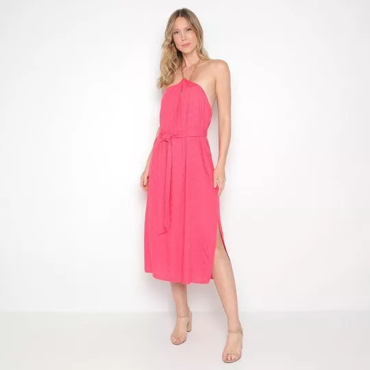 Vestido Midi Frente única- Pink- Zinco